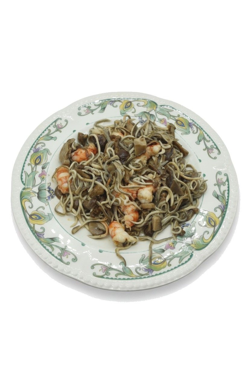 revuelto de gambas, seta, gula
